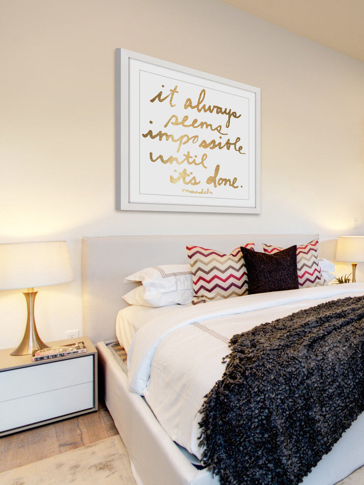 "Impossible Until It's Done" Framed Painting Print, 18"x18"