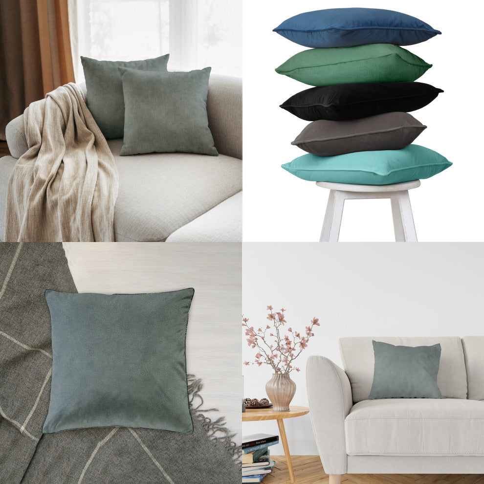 A1HC Soft Velvet Pillow Covers, YKK Zipper, Set of 2, Dove Grey, 20"x20"