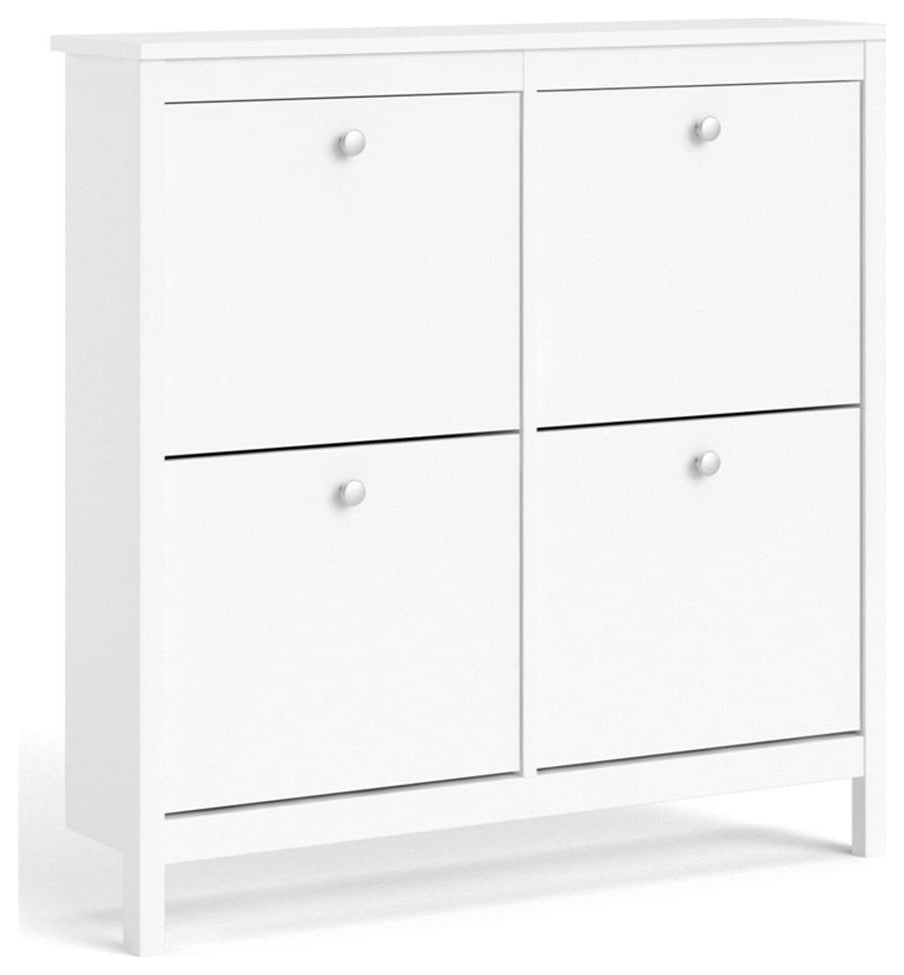 Pemberly Row 4-Drawer Modern Engineered Wood Shoe Cabinet in White