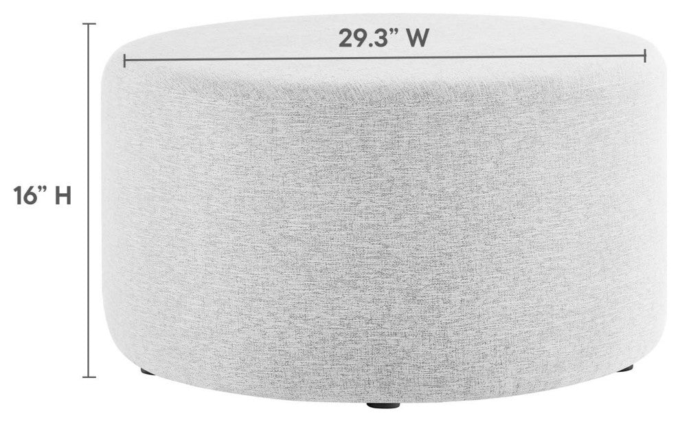 Callum Large 29" Round Woven Heathered Fabric Upholstered Ottoman