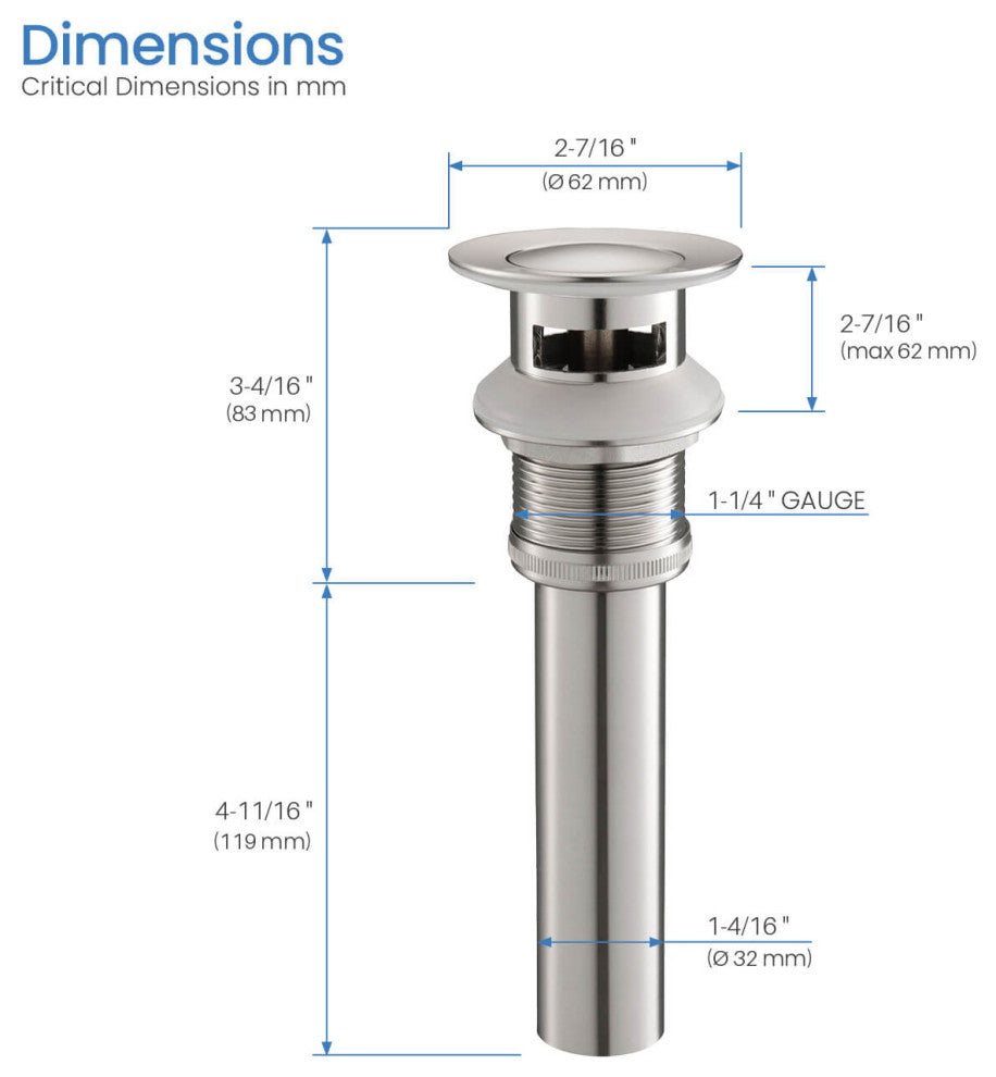 Pop-Up Drain Stopper Without Overflow, Brush Nickel