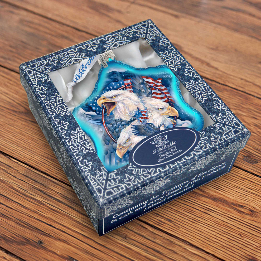 Allegiance Patriotic Eagles Glass Ornament