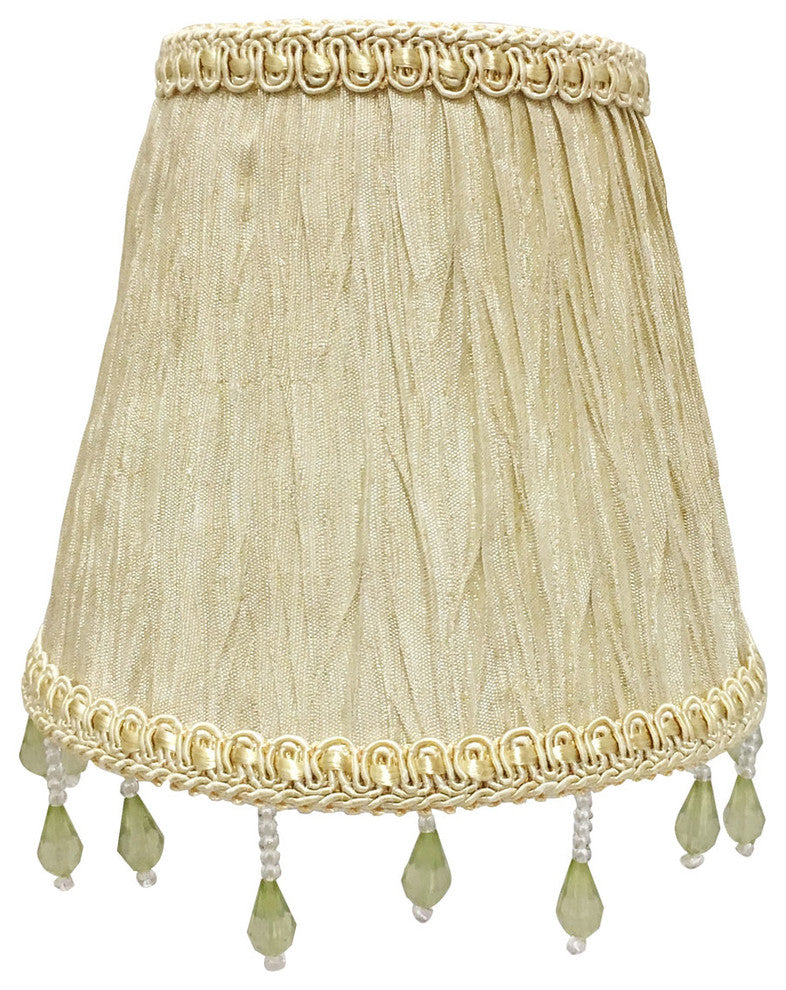 5" Ruche Pleated Empire, Beige, Clip-On Chandelier Shade, 3"x5"x4.5, Single