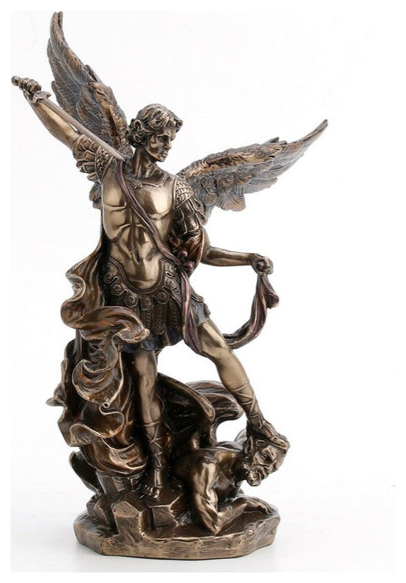 Saint Michael Slaying Demon Sculpture