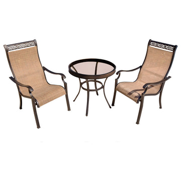 Hanover MONDN3PCG Monaco Aluminum Framed Fabric Outdoor Bistro - Tan