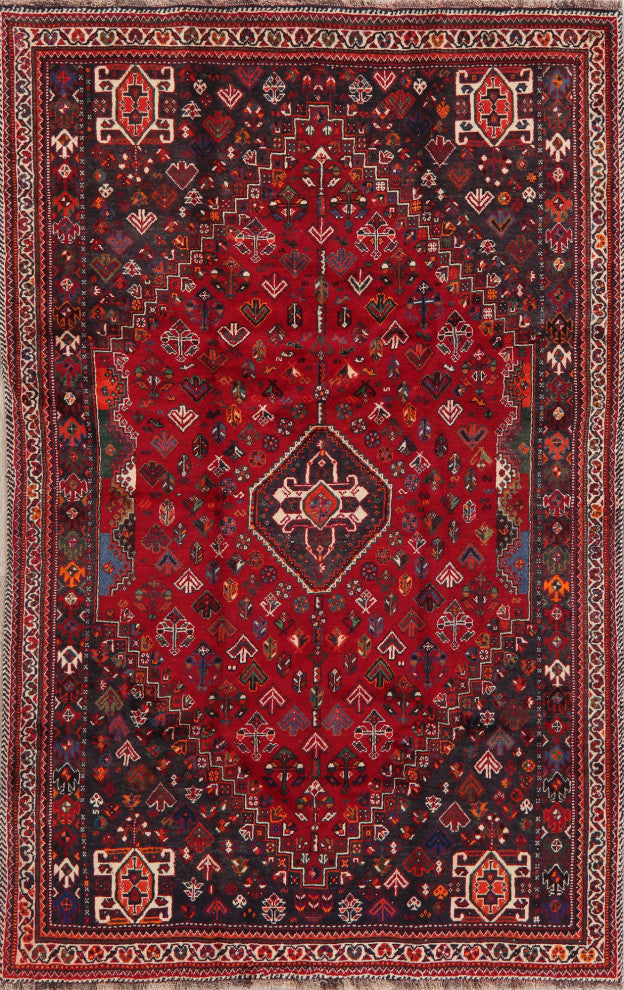 Consigned, Lori Oriental Traditional Persian Hand-Knotted Area Rug, Red, 6x9