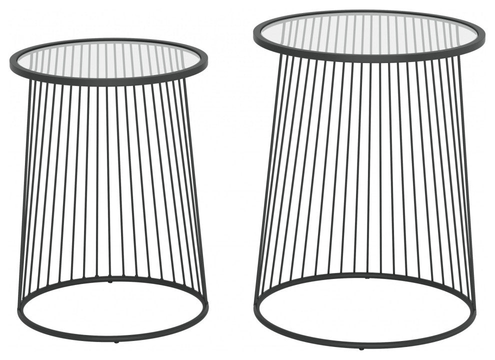 Shine Nesting Tables Set Clear and Black