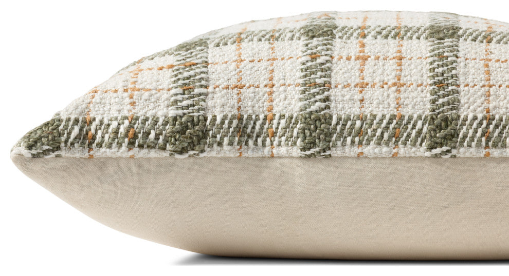 Chris Loves Julia x Loloi Walter Green / Ivory 18'' x 18'' Cover, Poly Pillow