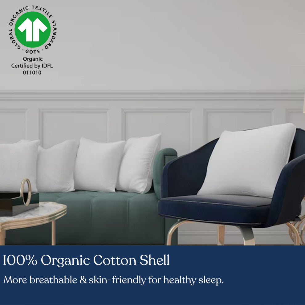 Delara Organic Cotton Pillow Insert, White Duck Feather, Set of 2, 20"x20"