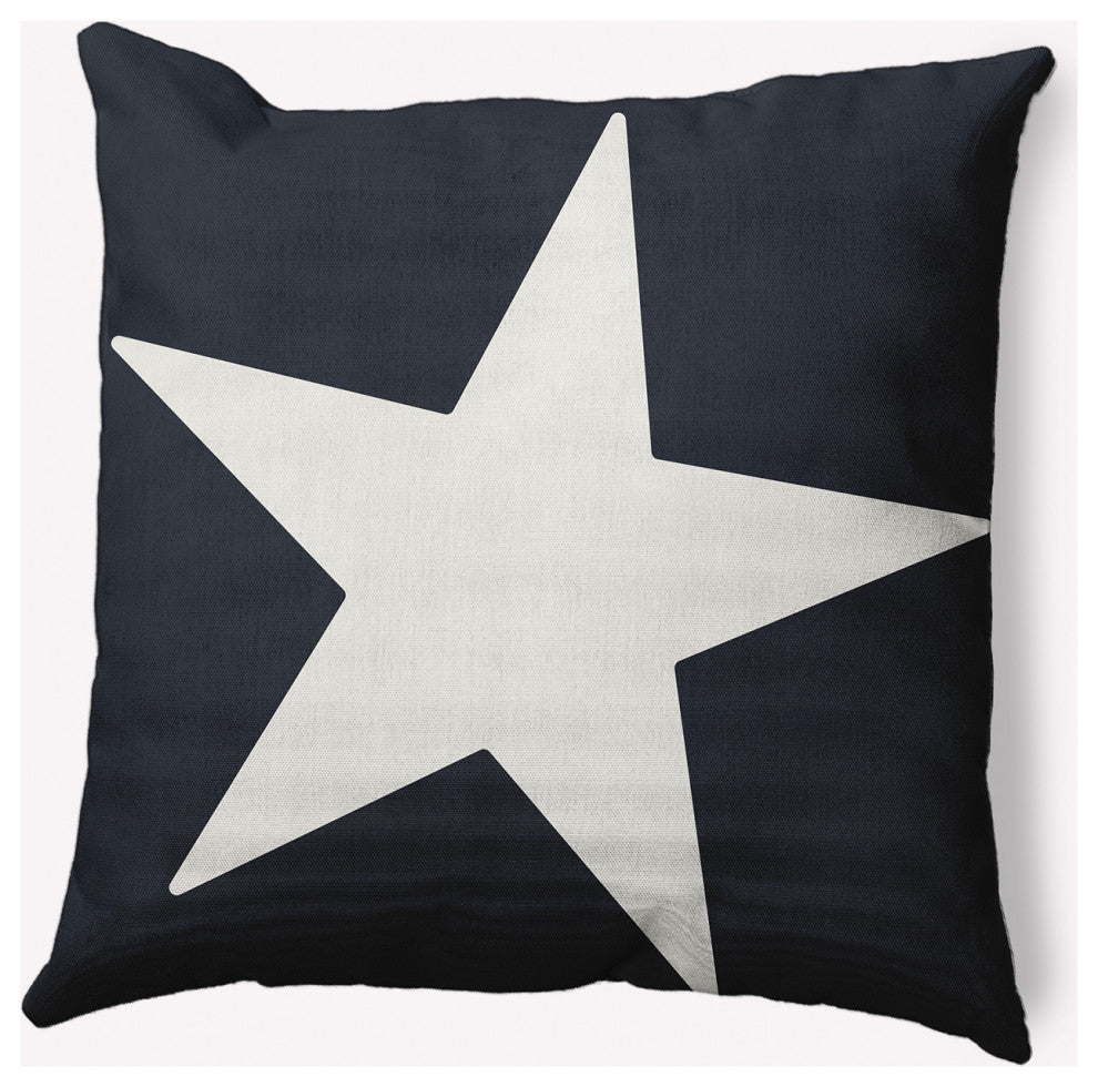20x20" Big Star Nautical Decorative Indoor Pillow, Shark Blue and White
