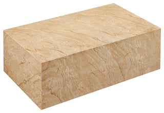 Jordana Square Plinth Indoor Concrete Coffee Table, Travertine