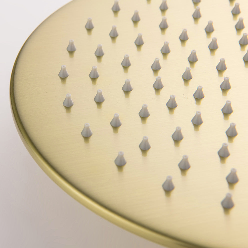 Luxury Complete Shower System With Rough-In Valve, Brushed Gold