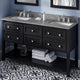 Adler Transitional 60" Black Double Sink Vanity, Boulder Cultured Marble Vanity