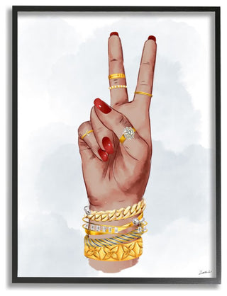 Peace Hand Pose with Chic Fashion Accessories11x14