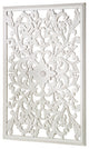 Hand-Carved Distressed White Floral Wood Wall Medallion  - 24" x 36"