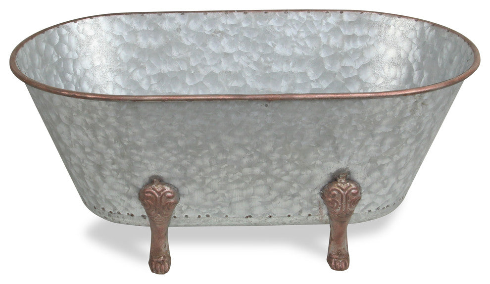 Lavande Metal Tub Decor - Small - Galvanized