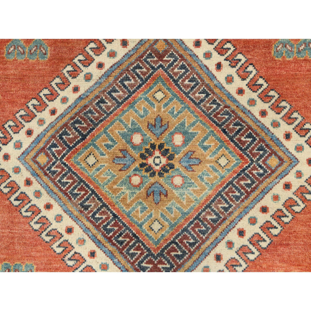 Crimson Red, Special Kazak Wool Hand Knotted Oriental Rug, 9'x11'9"