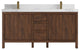 Elizabeth 60 Double Bathroom Vanity in Dark Walnut Teak 2" Calacatta Nuvo