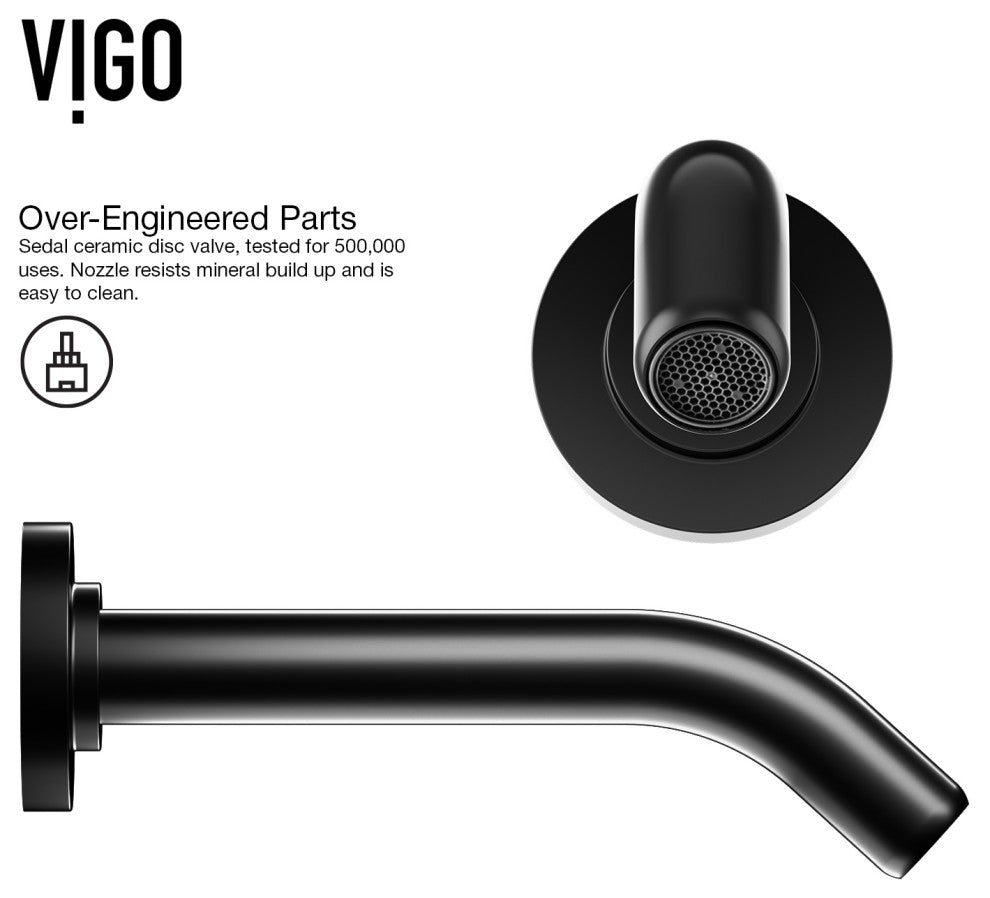 VIGO Olus 5" H Single Handle Wall Mount Bathroom Faucet, Matte Black