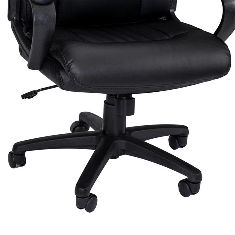 Poundex Furniture Modern Faux Leather Office Chair in Black Color