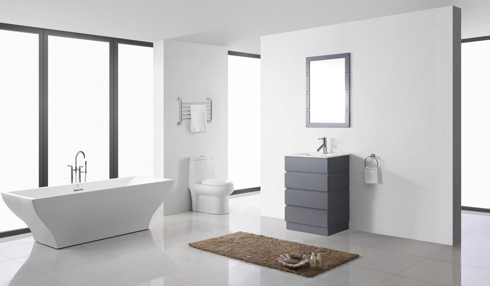 Bruno 24" Single Bathroom Vanity Set, Gray, Brushed Nickel Faucet