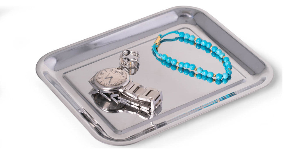 6"x8" Silver Plated Tray, Lifted Border Accent