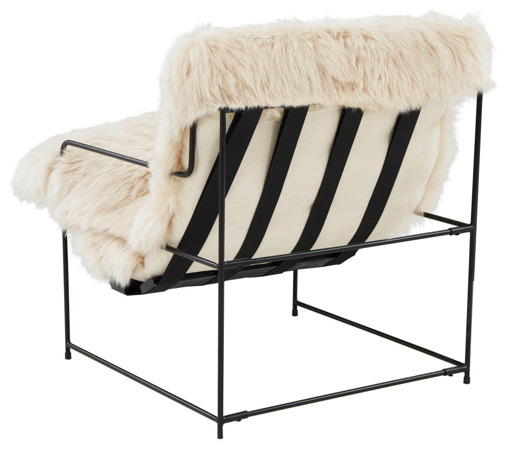 Kimi Genuine Sheepskin Chair, Fluffy Accent Chair