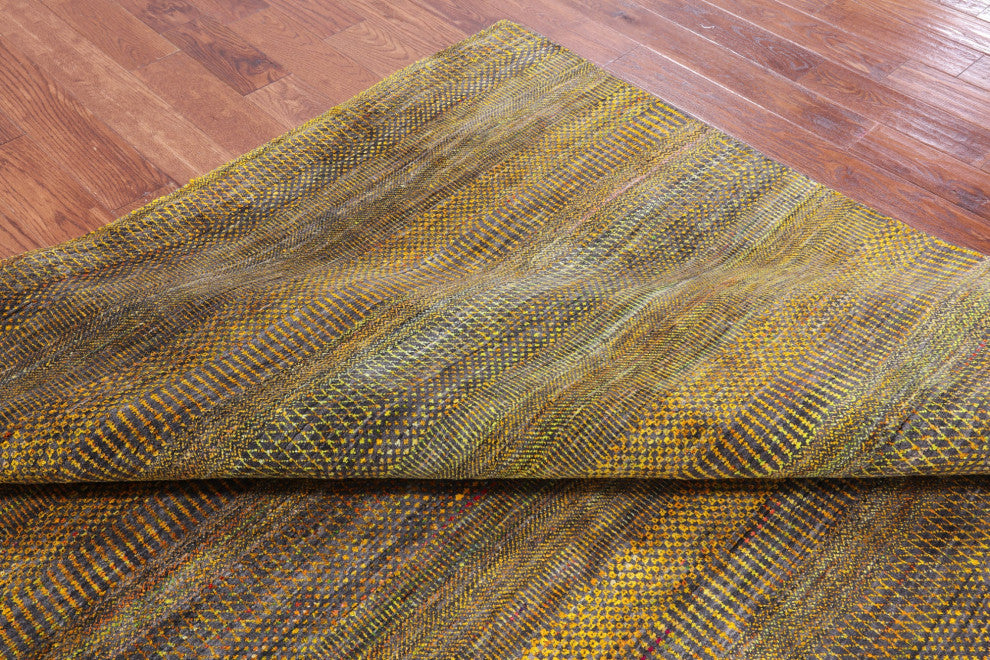 9' Square Super Savannah Gabbeh Hand-Knotted Wool & Silk Rug - Q13068