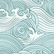 Teal & White Asian Waves Peel & Stick Wallpaper