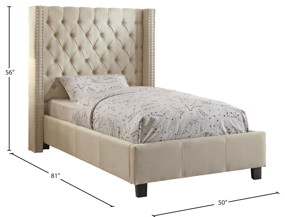 Ashton Linen Bed, Beige, Twin