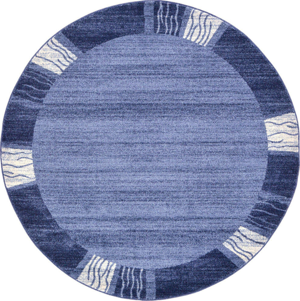Rug Unique Loom Del Mar Navy Blue Round 6' 0 x 6' 0