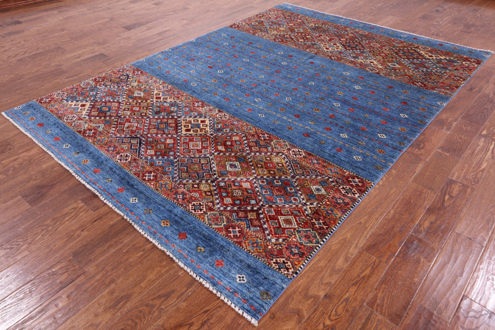 6' 9" X 9' 8" Super Kazak Khorjin Hand Knotted Wool Rug Q5343