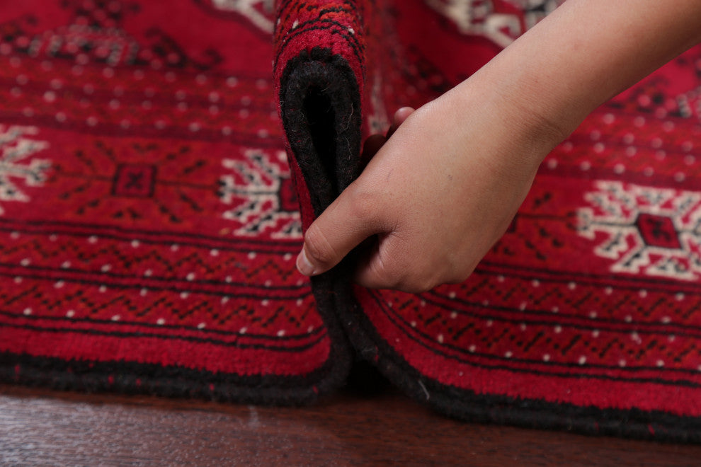 Balouch Oriental Traditional Carpet Hand Made Afghan Area Rug, Red, 7'3"x5'1