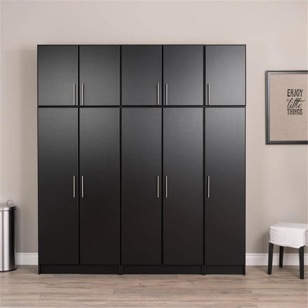Home Square 2 Piece Stackable Wood Wall Cabinet Set in Black