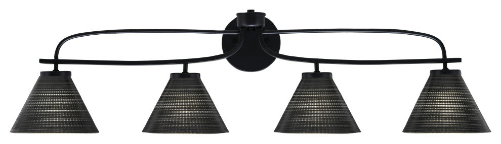 Cavella 4 Light Bath Bar, Matte Black Finish, 7" Black Matrix Glass