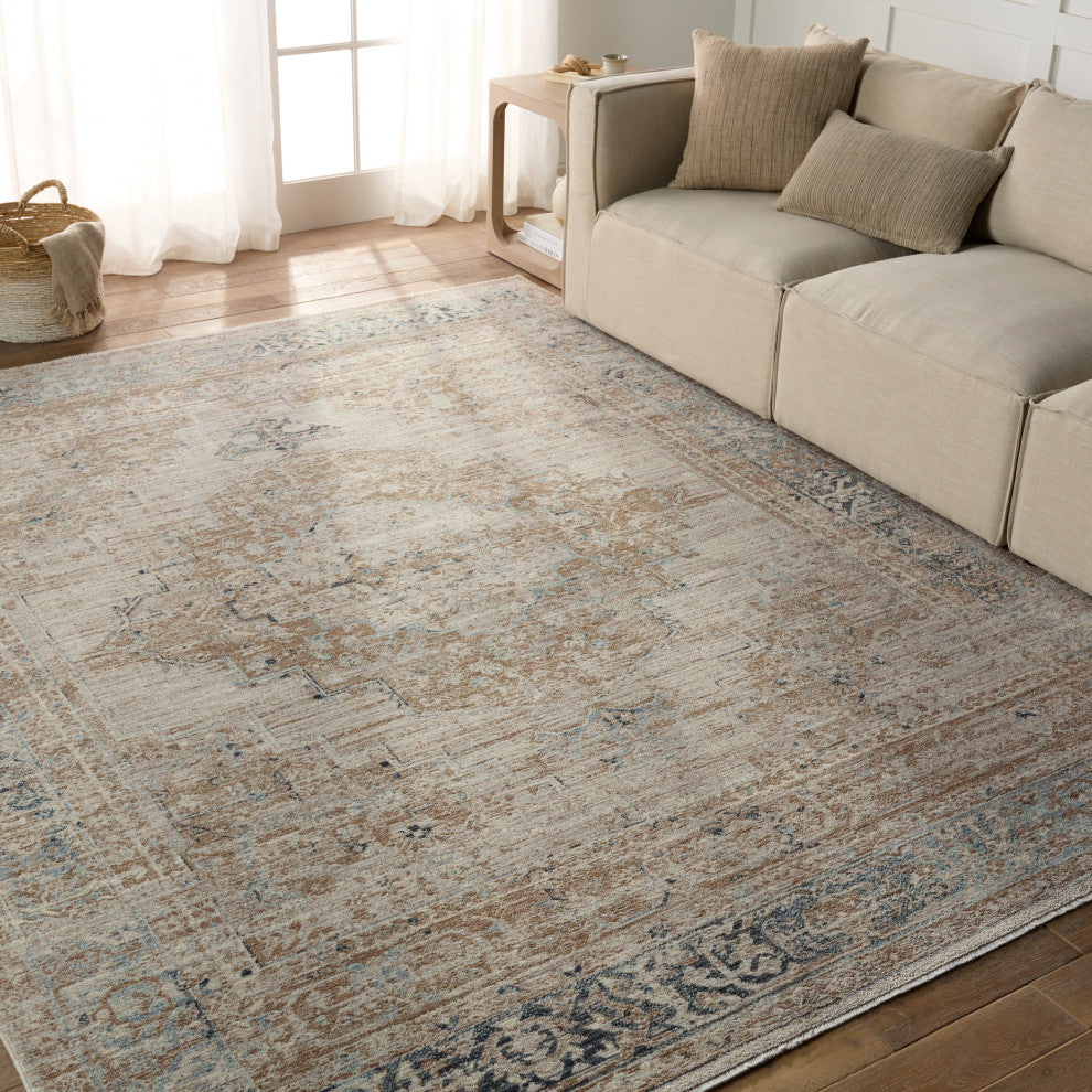 Vibe by Jaipur Living Emory Medallion Beige/ Light Blue Area Rug 4'X5'2"
