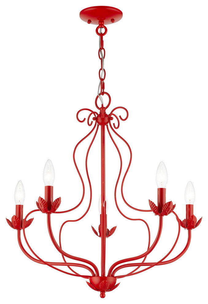 Livex Lighting 5 Light Shiny Red Chandelier