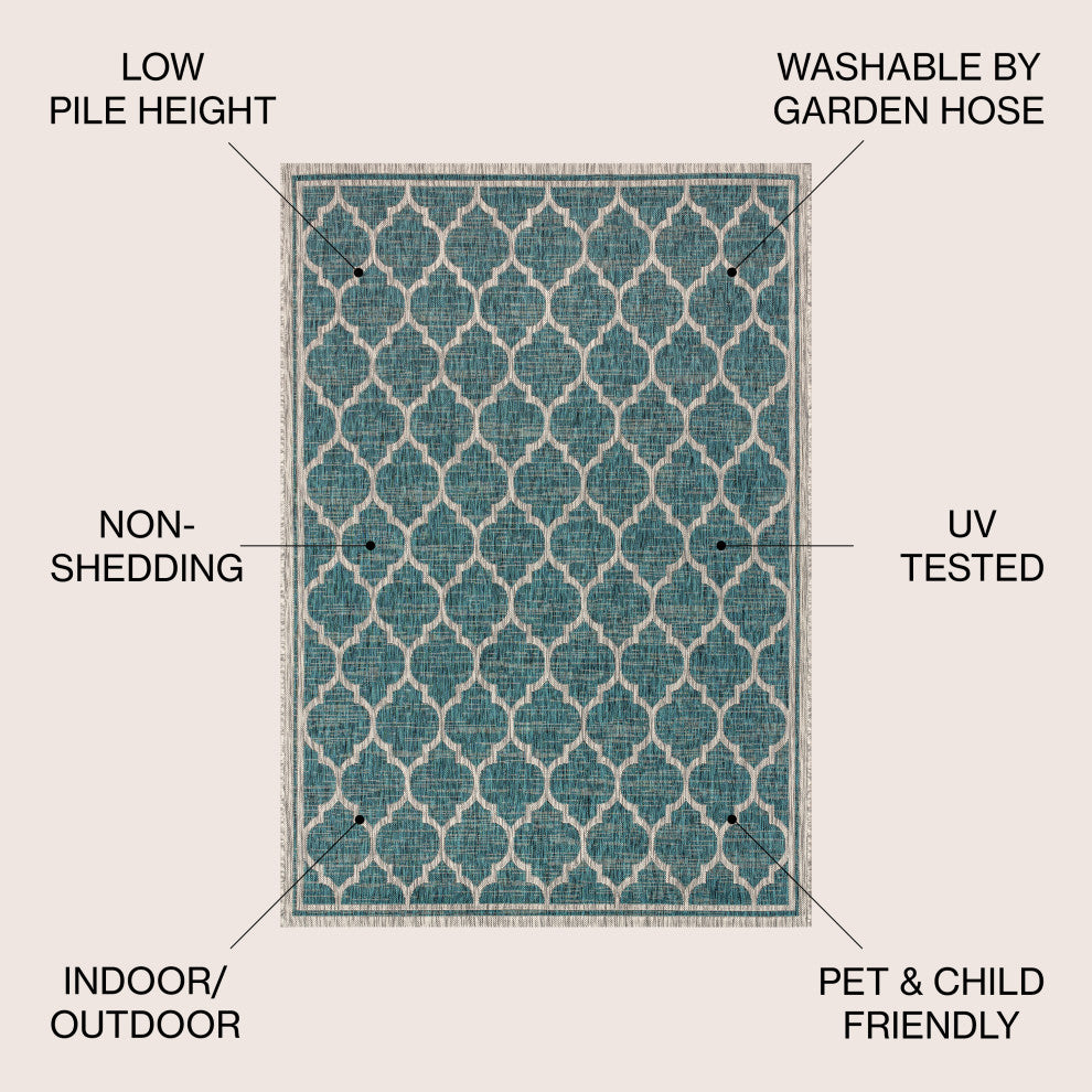 Trebol Moroccan Trellis Textured Weave Indoor/Outdoor Area Rug