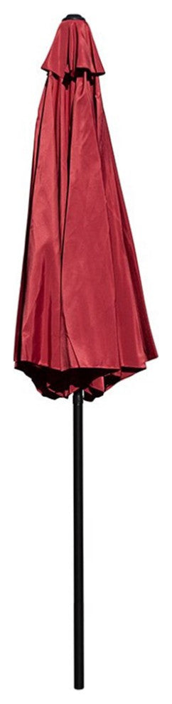 9' Round Umbrella With Crank & Tilt Function, Red