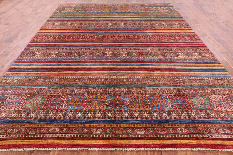 Khorjin Super Kazak Hand-Knotted Wool Rug 9' 2" X 11' 11" Q5237