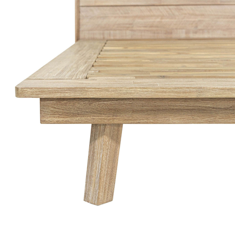 Gia Acacia Wood Panel Bed, Light Brown, Single