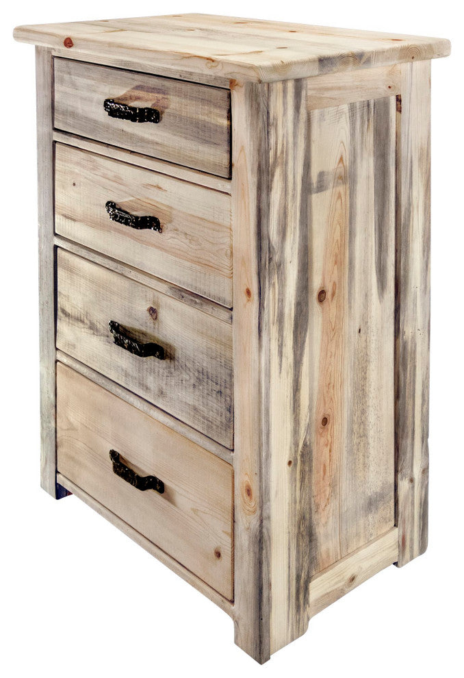 Big Sky Collection Rugged Sawn 4 Drawer Chest of Drawers, Natural