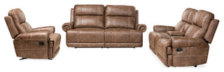 Buckley Light Brown Faux Leather Upholstered 3-Piece Reclining Living Room Set