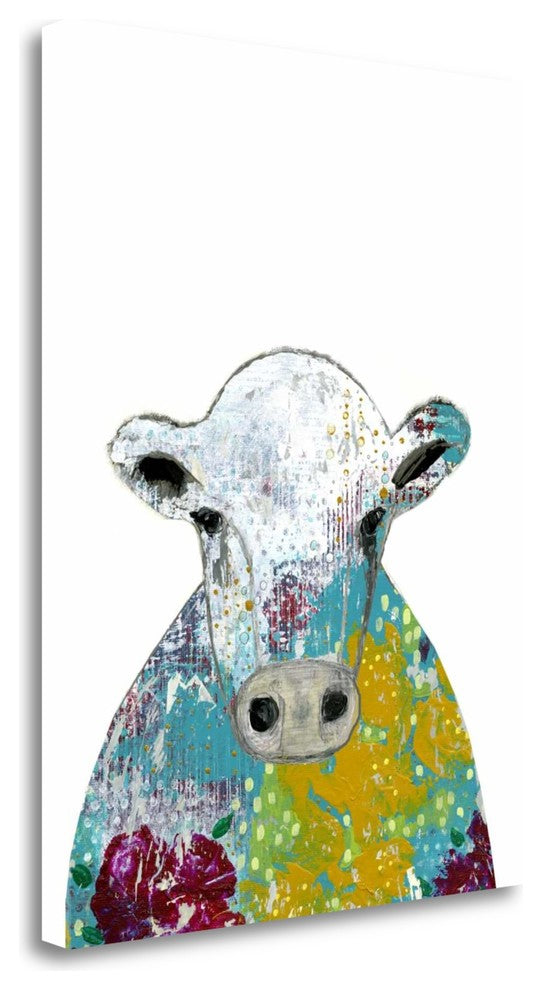 "Abstract Floral Cow" By Sarah Ogren, Giclee Print on Gallery Wrap Canvas