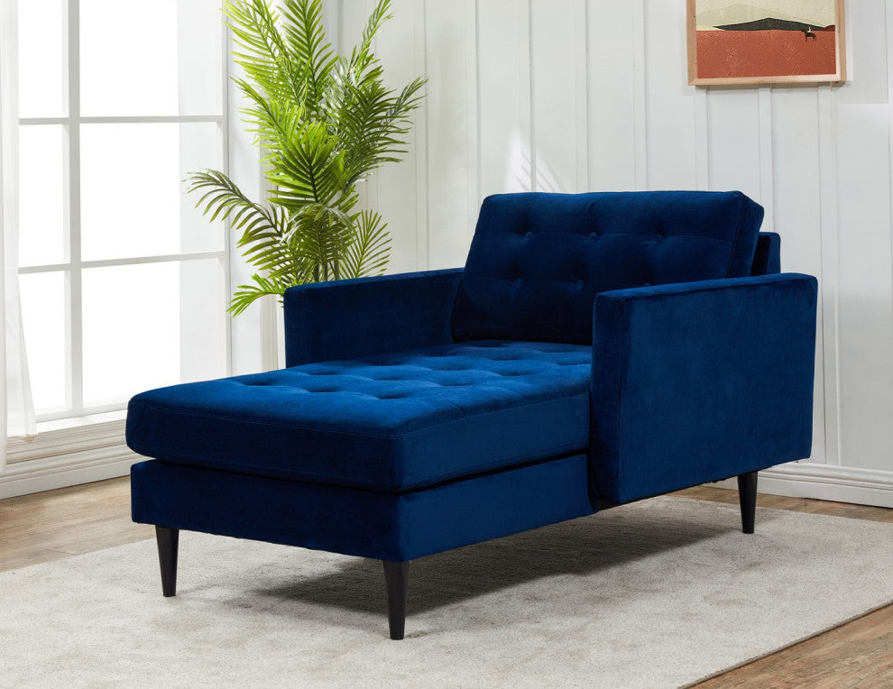 Safavieh Couture Curtis Tufted Chaise, Navy, Navy