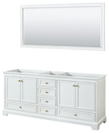80" Double Bath Vanity, White, No Countertop, Gold Trim, 70" Mirror