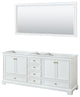 80" Double Bath Vanity, White, No Countertop, Gold Trim, 70" Mirror