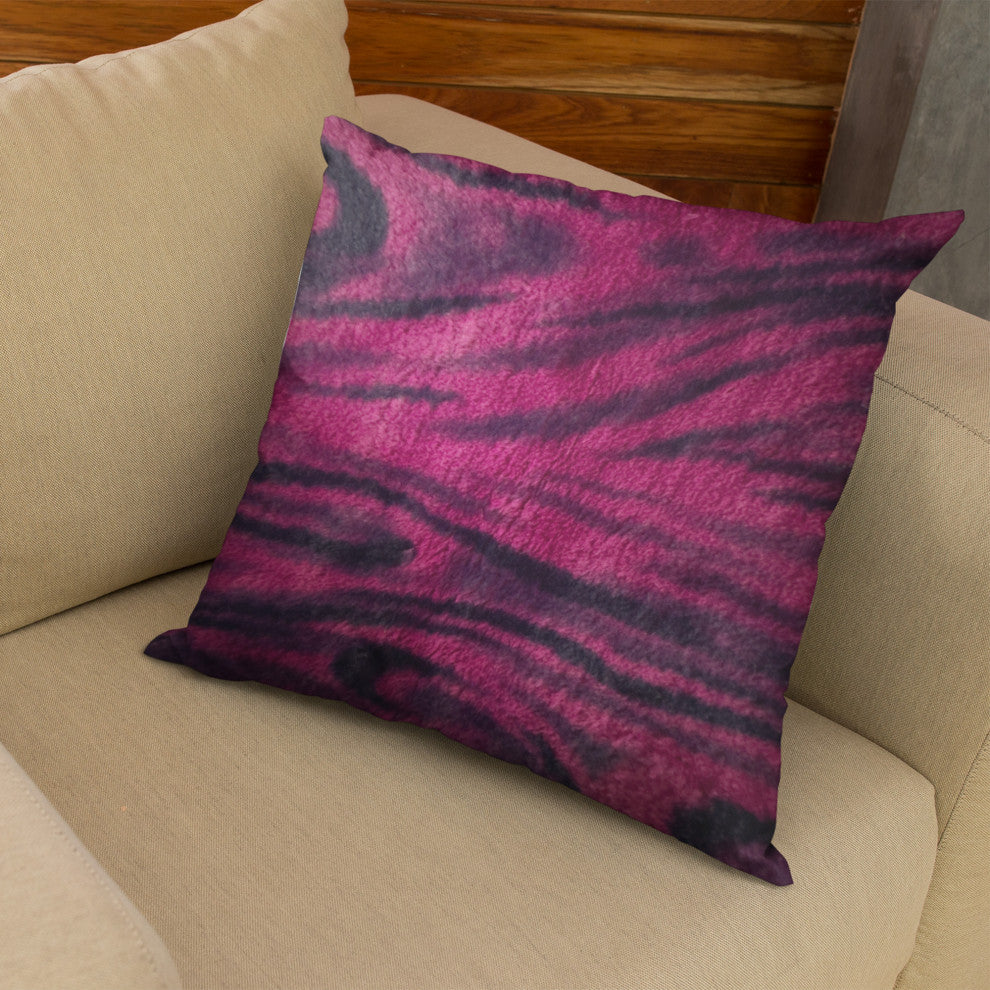 Plutus Fuchsia Black Galaxy Faux Fur Luxury Throw Pillow, 20" x 26" Standard