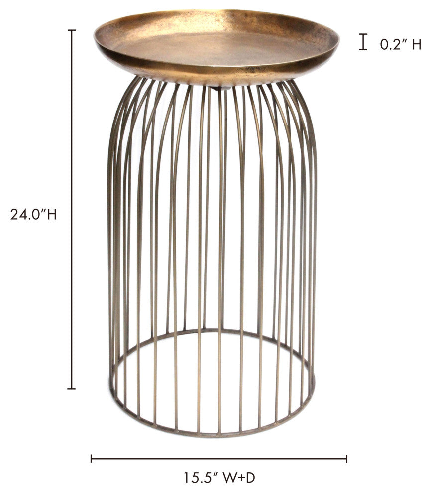 Contemporary Aviary Accent Table Small Antique Brass - Yellow