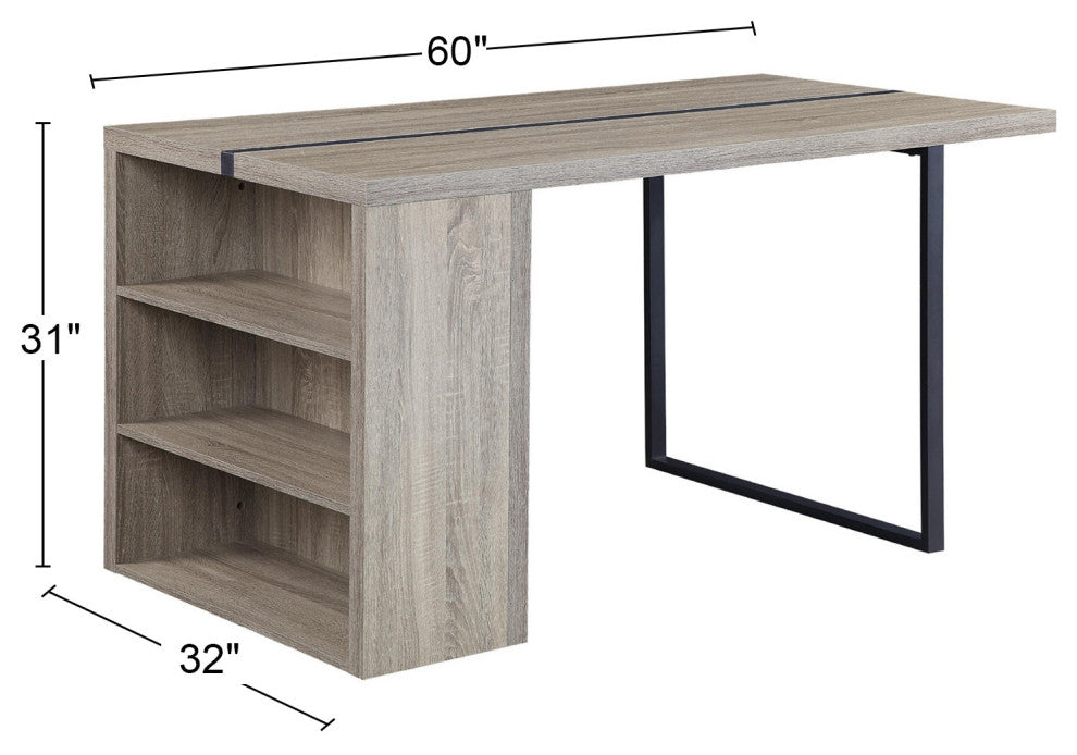 60" Dinning Table, Rustic Oak/Black Finish